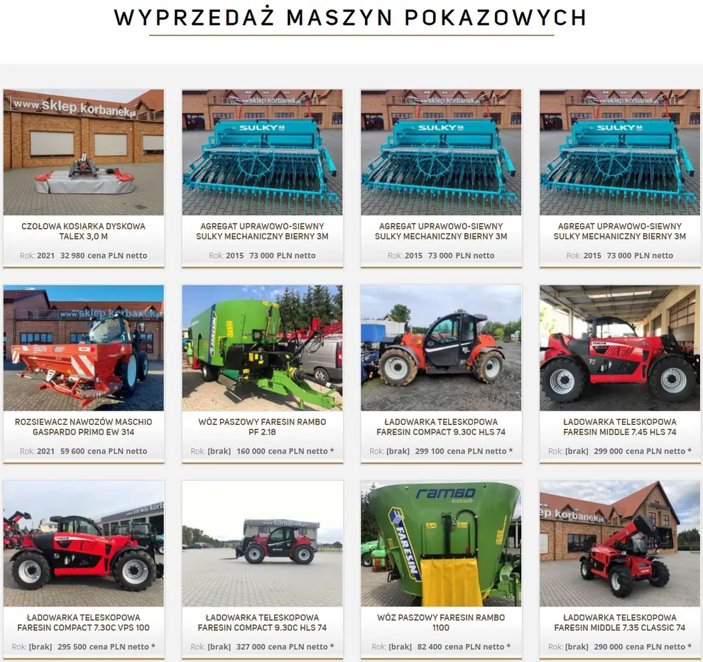 Maszyny rolnicze nowe i używane